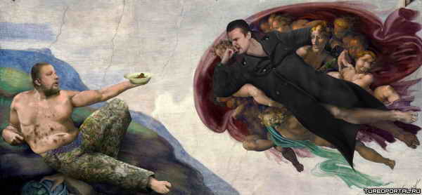 Поехавший и Братишка пародия на сикстинскую капеллу Поехавший и Братишка пародия на сикстинскую капеллу